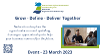 people in a group discussion. event details. advert.